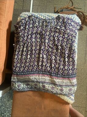 Woven Patterned Boho Blouse - Navy Floral